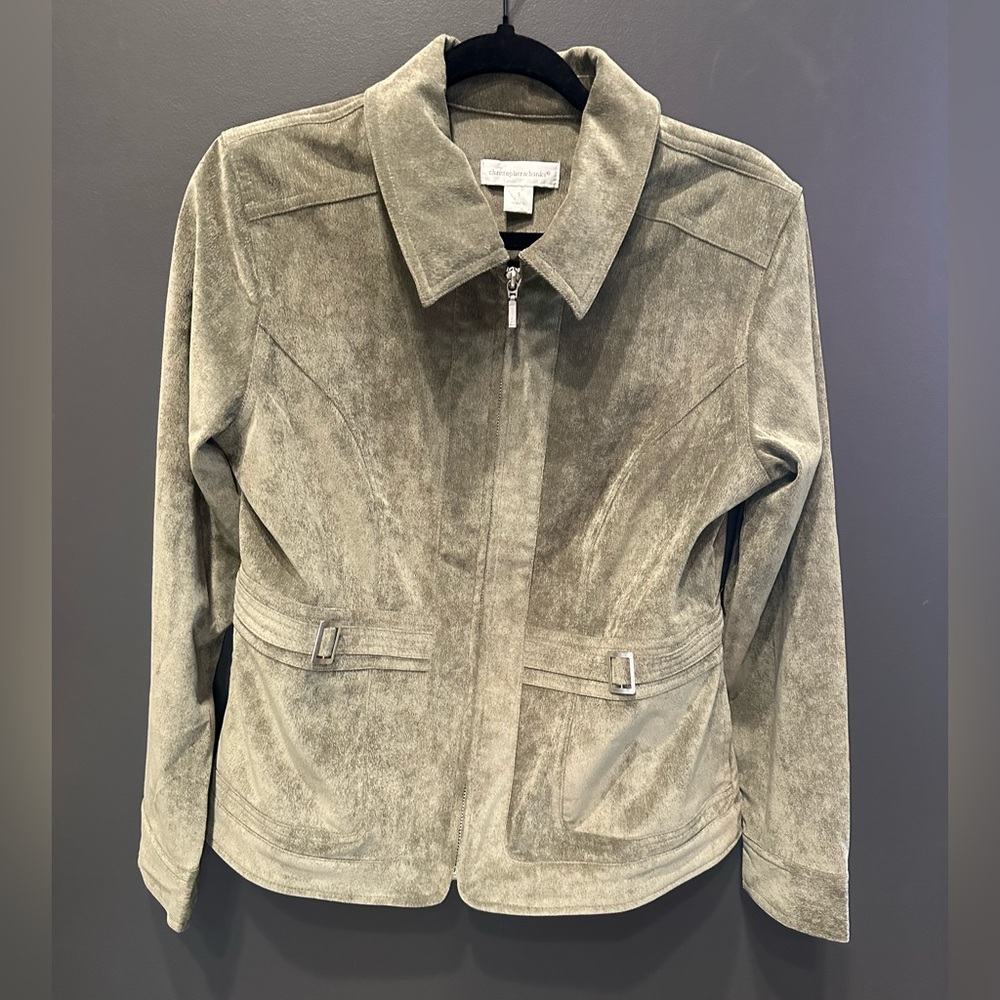 Christopher & Banks | Green Utility Jacket with Classic Collar | Small
